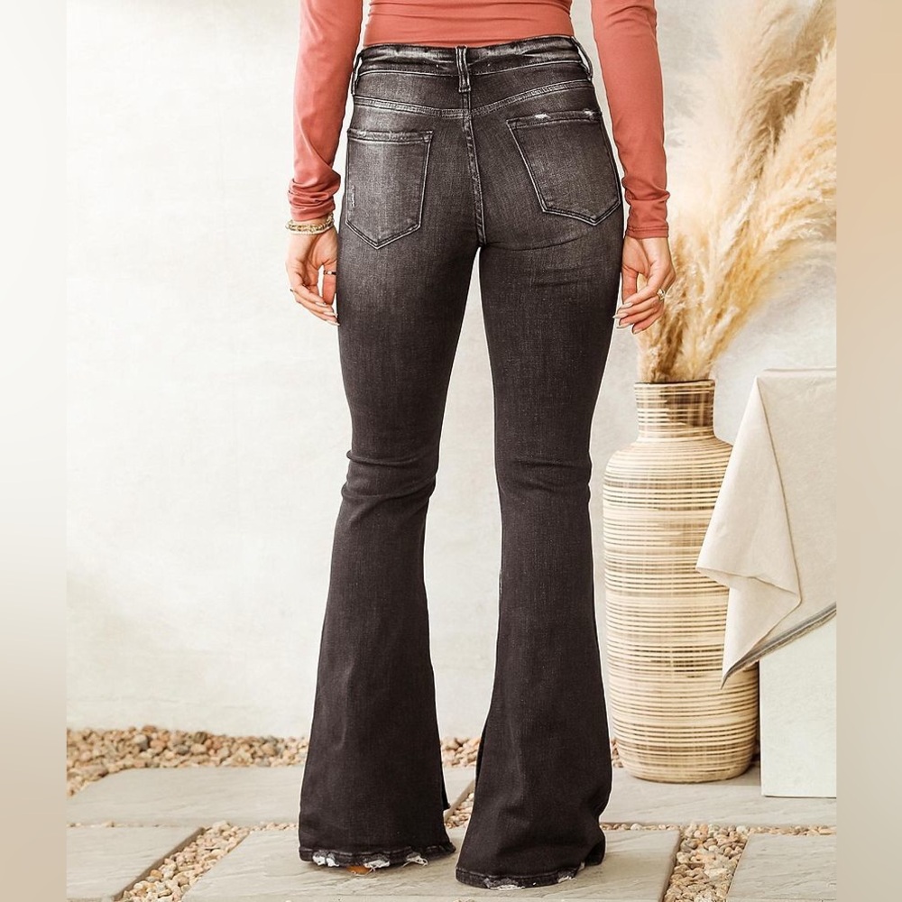 Flying Monkey Mid Rise Flare Jeans Button Fly Lon… - image 2